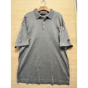 Tiger‎ Woods Polo Shirt Mens Extra Large Gray Pinstripe Iconic TW Logo Golf XL